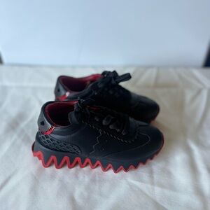 Christian Louboutin Black and Red Kids Sneakers
